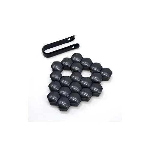 Set capace prezoane auto 17 mm negre sau gri 20 bucati cu cheie — imaginea 2