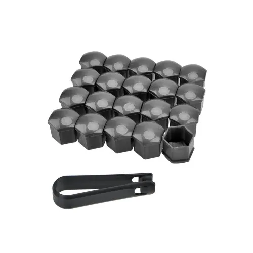 Set capace prezoane auto 21 mm gri 20 bucati cu cheie