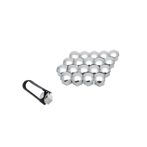 Set capace prezoane auto crom premium 17 mm sau 19 mm 20 bucati cu cheie