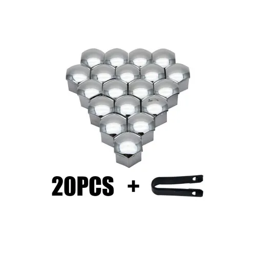 Set capace prezoane auto crom premium 19 mm 20 bucati cu cheie