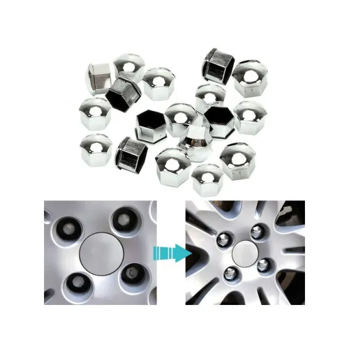 Set capace prezoane auto crom premium 19 mm 20 bucati cu cheie — imaginea 2