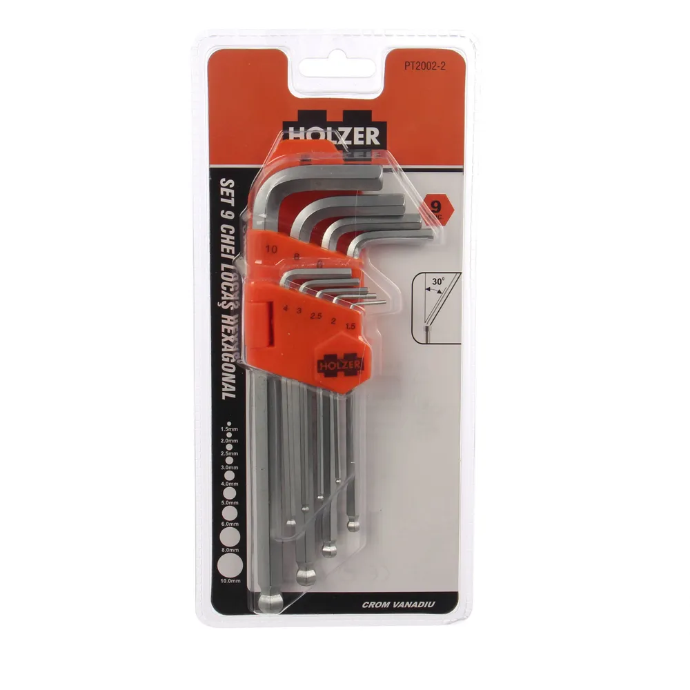 Set chei hexagonale, cap sferic, Holzer PT2002-2, 1.5 - 10 mm, 9 bucati