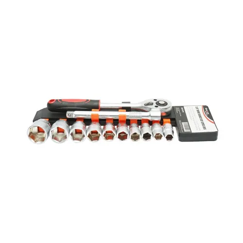 Set chei tubulare 12 piese 10-24 mm cu clichet 3/8 inch si prelungitor 150 mm Breckner Germany — imaginea 3