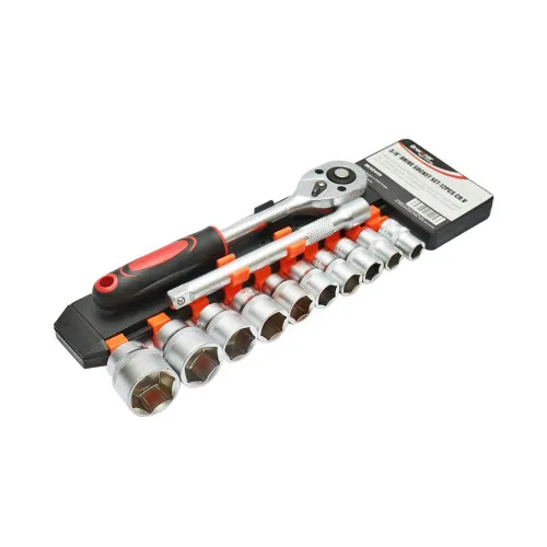 Set chei tubulare 12 piese 10-24 mm cu clichet 3/8 inch si prelungitor 150 mm Breckner Germany — imaginea 2