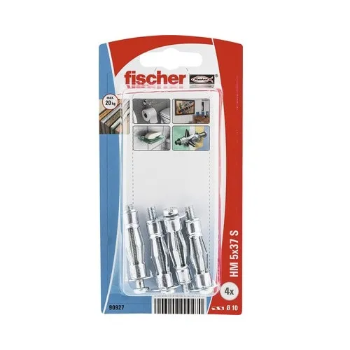 Set dibluri metalice cu suruburi Fischer O10x37 mm, 4 bucati, pentru perete fals, galvanizat