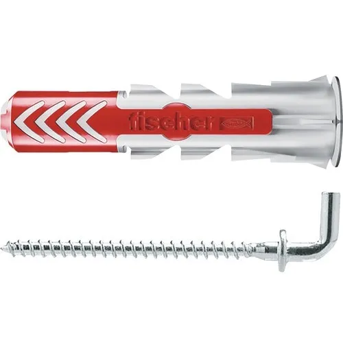 Set dibluri plastic cu carlig Fischer DuoPower 5x25 mm, 8 bucati, pentru beton, gips carton