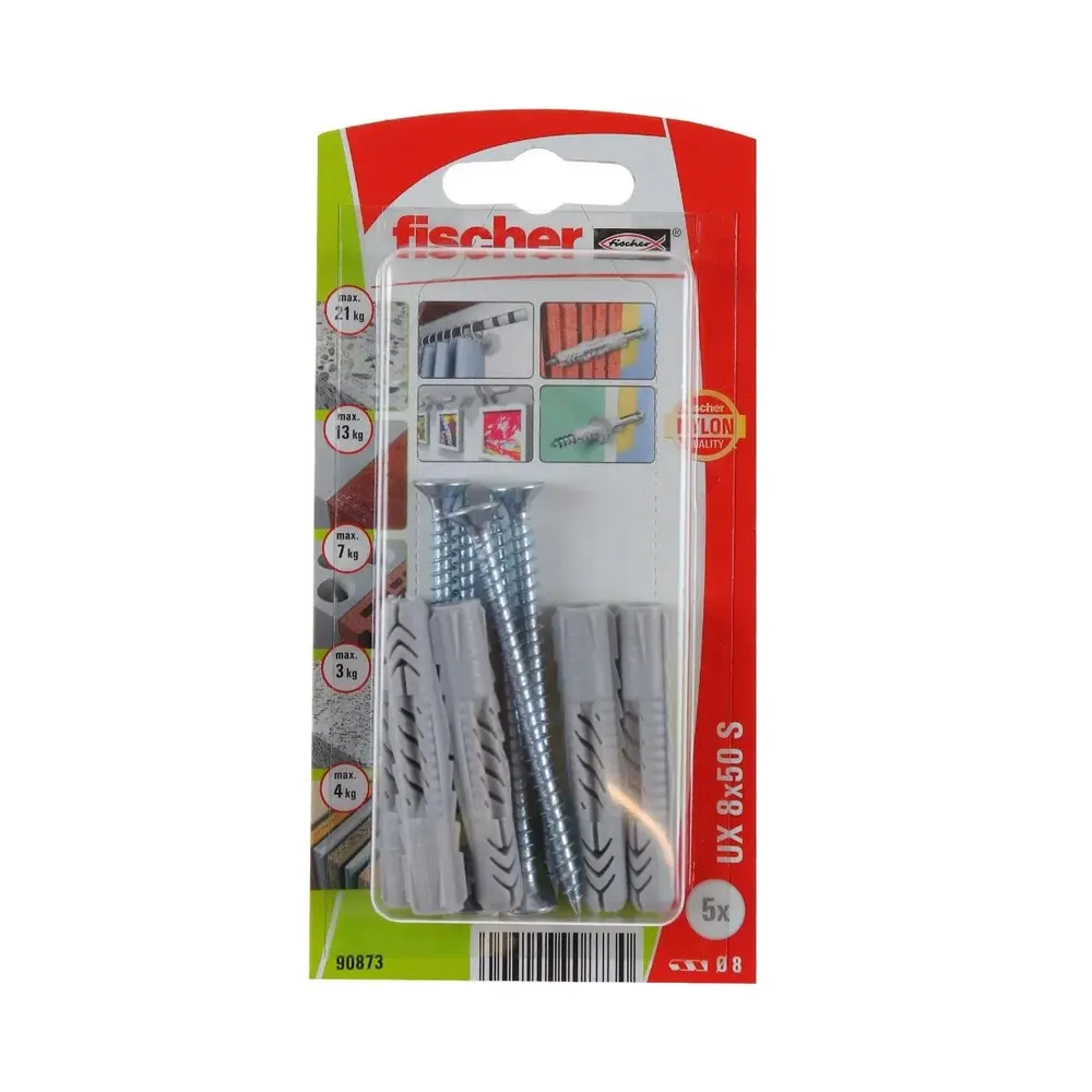 Set dibluri universale UX, 8x50mm, 5 buc, nylon, pentru beton