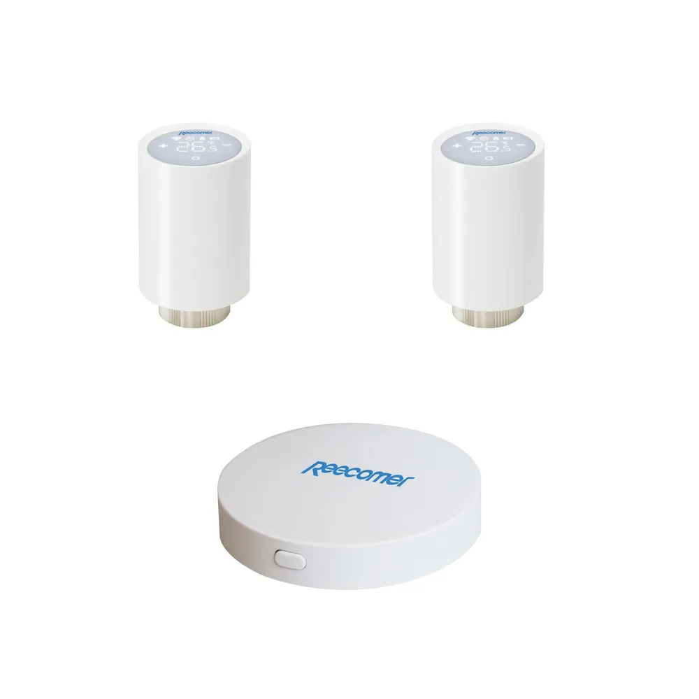Set dispozitiv Gateway Reecomer + 2 capete termostatice cu afisaj de temperatura, Wi-Fi