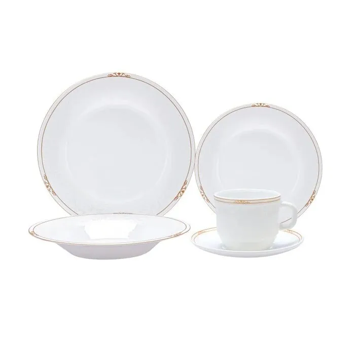 Set farfurii 21003GE, sticla termica, alb, 30 piese