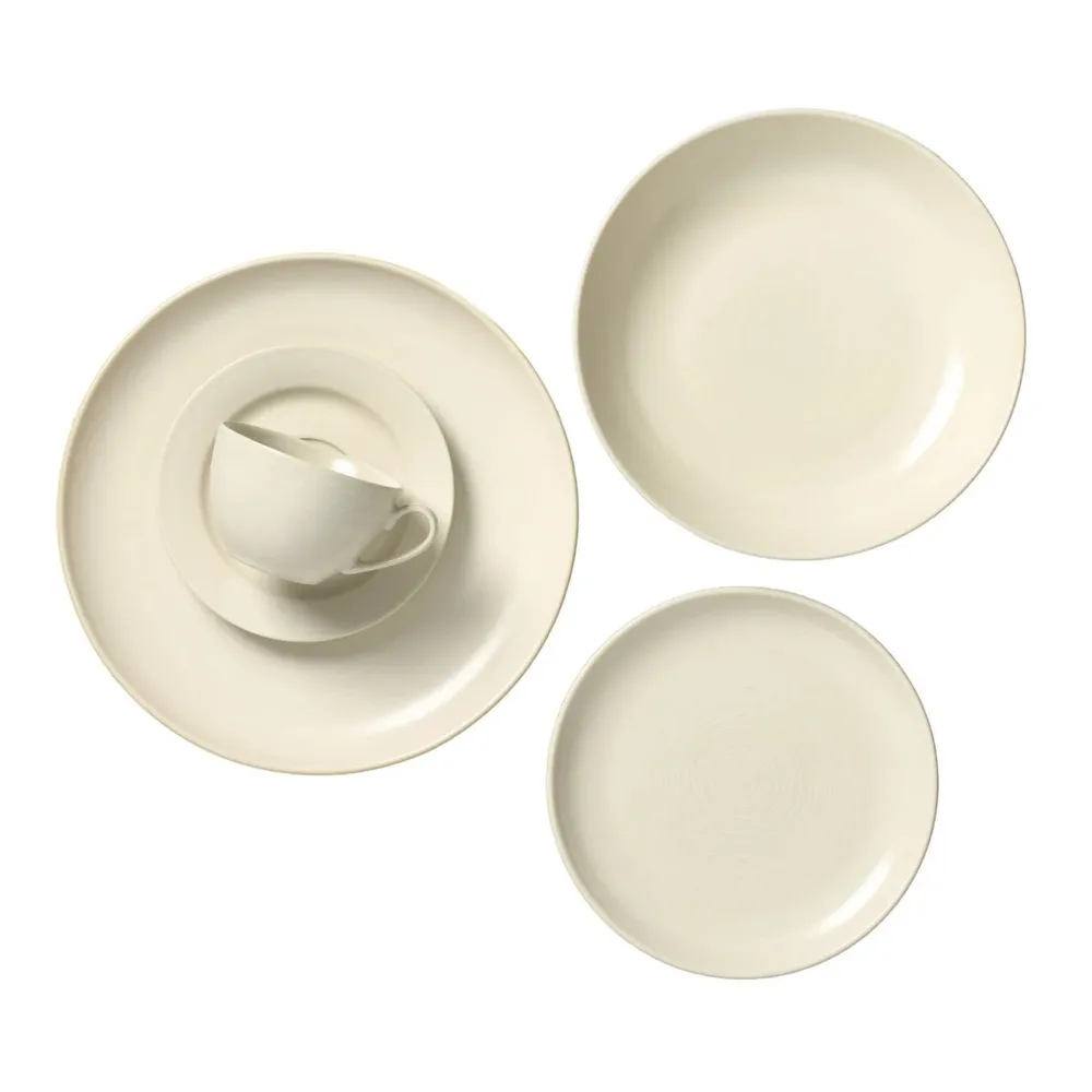Set farfurii FE0100, ceramica, crem, 30 piese