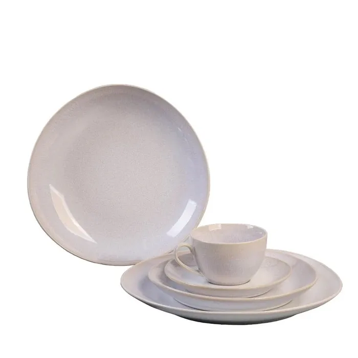 Set farfurii RE0083, ceramica, crem, 30 piese