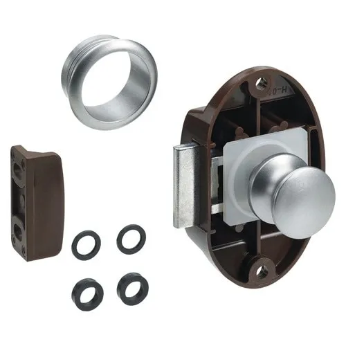 Set incuietori mobilier Hettich Push-Lock, plastic, maro, 74x42x20mm