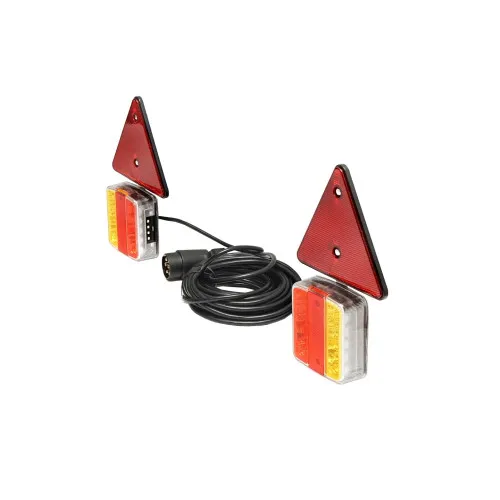 Set lampi LED magnetice cu triunghiuri reflectorizante pentru remorca, fisa 7 pini, cablu 2,5m, cablu fisa 7,5 m — imaginea 3