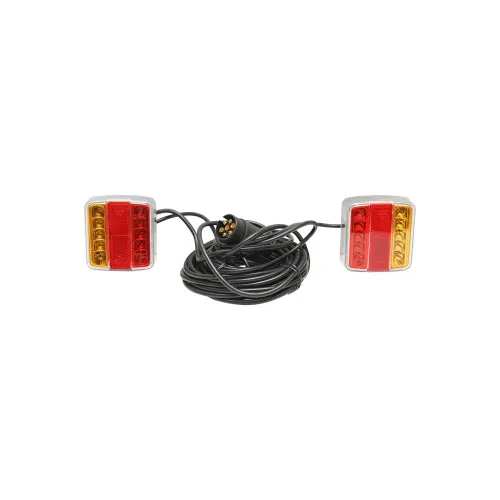 Set lampi LED magnetice pentru remorca, fisa 7 pini, cablu intre stopuri de 2,5m, cablu fisa 7.5m 12V