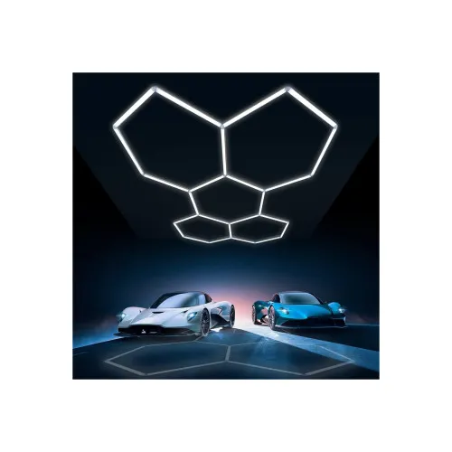 Set lumini LED hexagonale 168W 6000K alb rece pentru tavan atelier sau garaj — imaginea 4