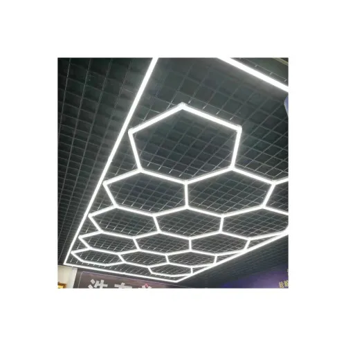 Set lumini LED hexagonale 615W 6000K alb rece pentru tavan garaj/atelier/showroom — imaginea 5