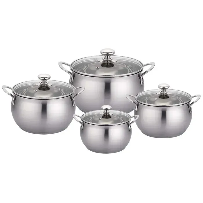 Set oale inox, cu capac, PX008M CW-D025, 8 piese