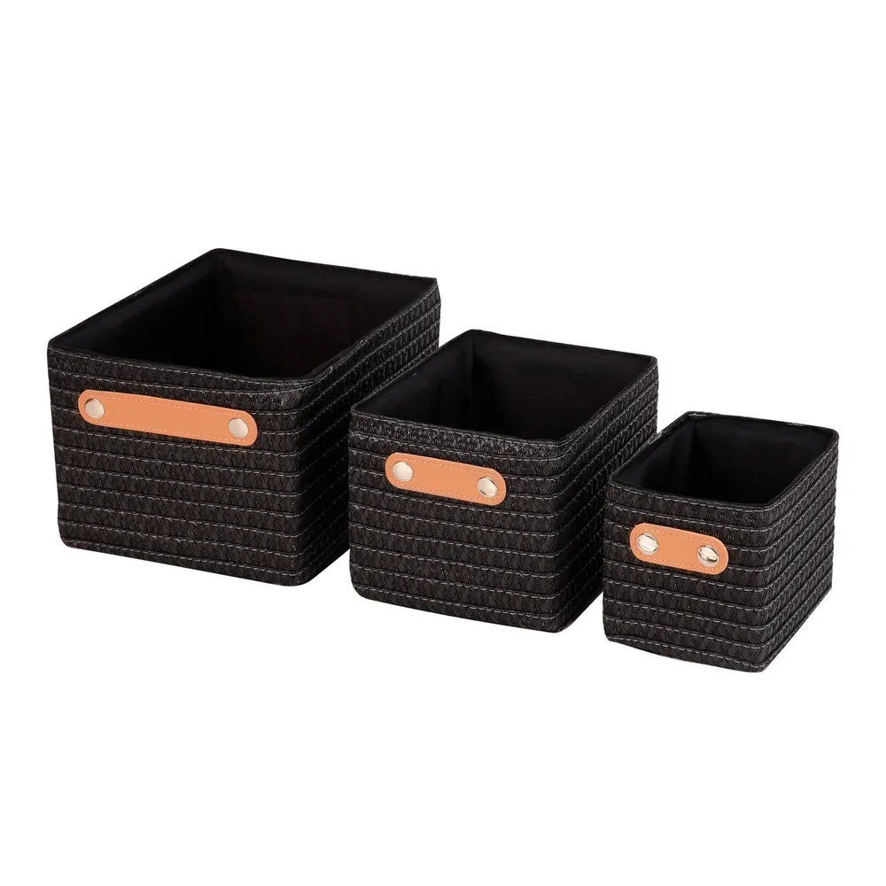 Set organizare cosuri, Sensea, negru, 3 bucati