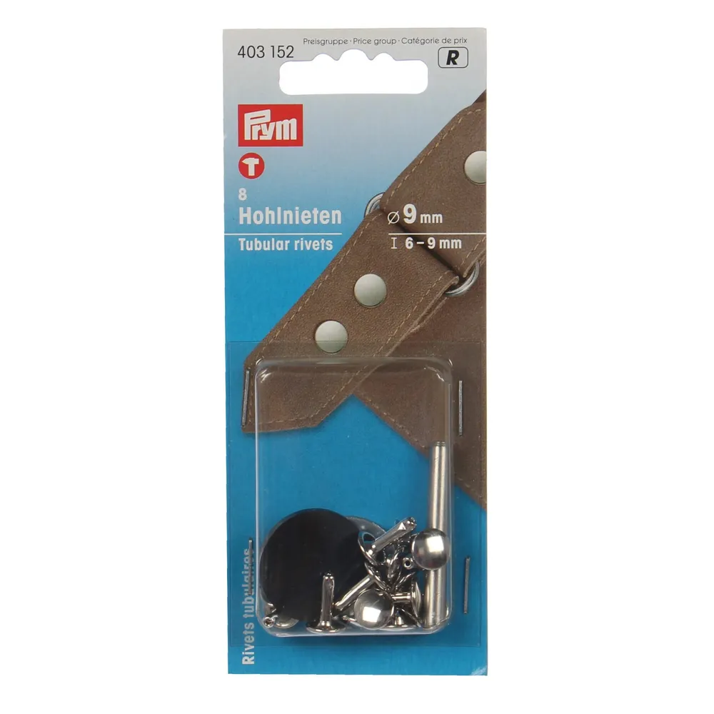 Set riveti tubulari, Prym 114403 152, pentru confectii, 9 mm, 8 bucati