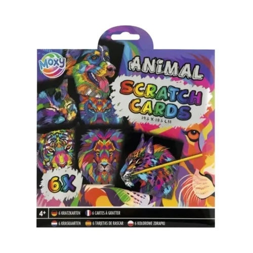 Set scratch animale 19, 5x19, 5 cm, 6 cartonase de razuit