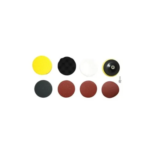 Set slefuire si polisare 125 mm Velcro cu bureti pad lana discuri abrazive si adaptor M14 9 piese