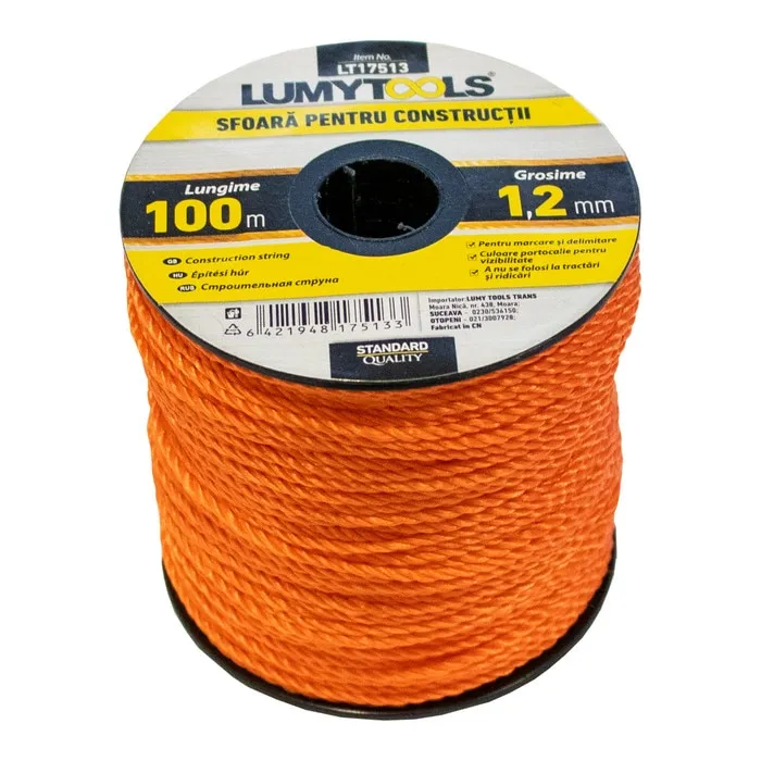 Sfoara pentru constructii, din polipropilena, Lumytools LT17513, 100 m, 1.2 mm