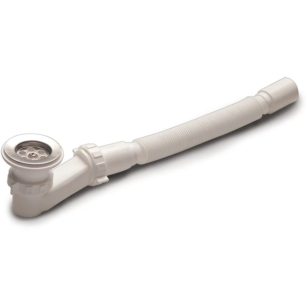 Sifon flexibil pentru cadita dus Te-Ma, polipropilena/inox, D 40-50mm, 1 1/2", alb