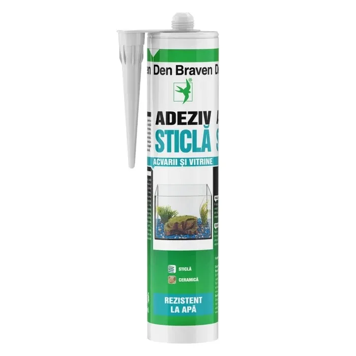 Silicon pentru sticla / ceramica, rezistent la apa, transparent, Den Braven acvarii si vitrine, interior / exterior, 280 ml