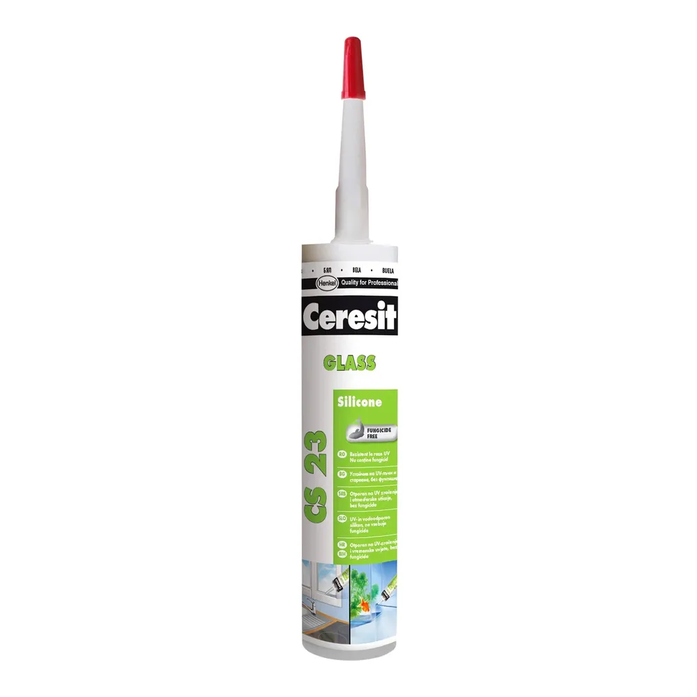 Silicon pentru sticla, Ceresit CS 23, rezistent la apa, transparent, interior / exterior, 280 ml
