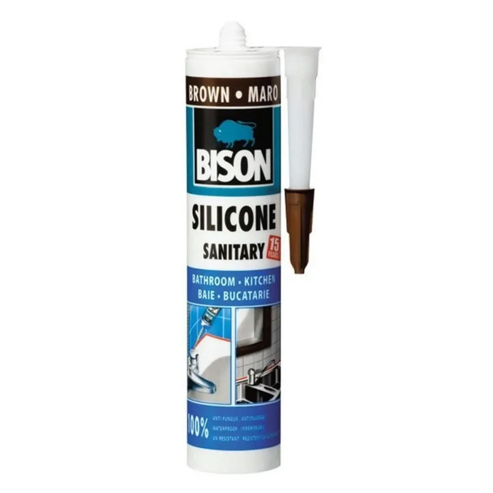 Silicon sanitar, Bison Baie si bucatarie, rezistent la apa, maro, interior / exterior, 280 ml