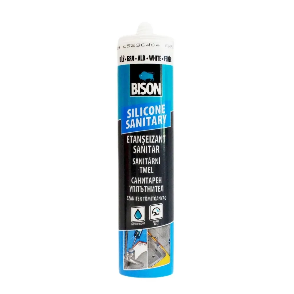 Silicon sanitar, Bison, rezistent la apa, alb, interior / exterior, 280 ml