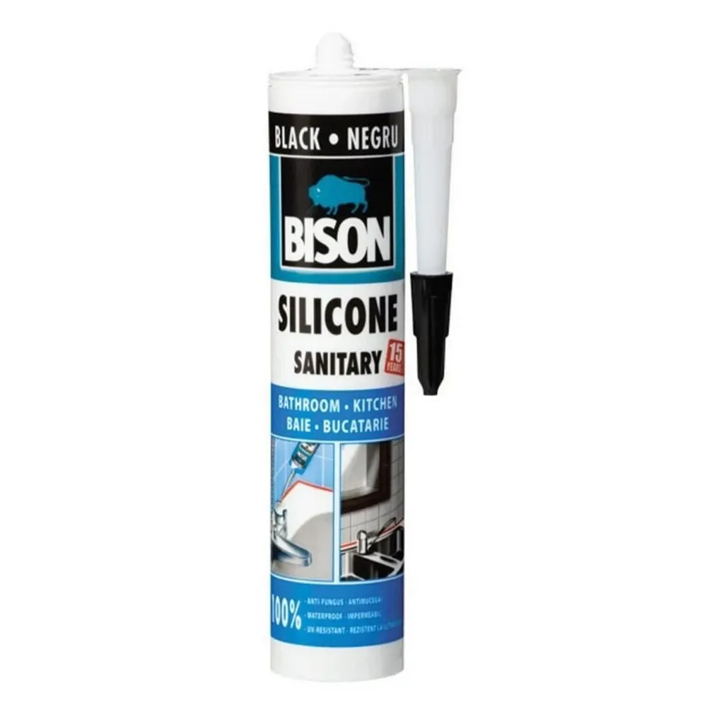 Silicon sanitar, Bison, rezistent la apa, negru, interior / exterior, 280 ml