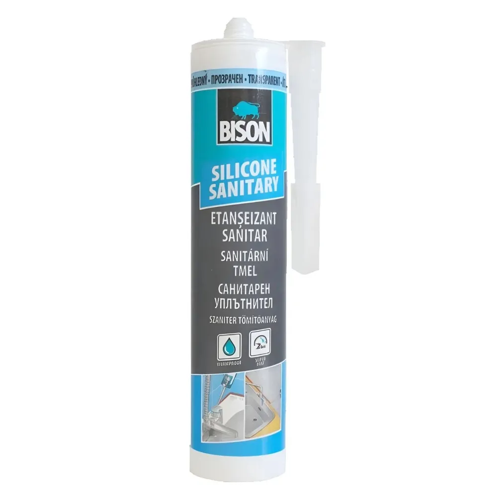Silicon sanitar, Bison, rezistent la apa, transparent, interior / exterior, 280 ml