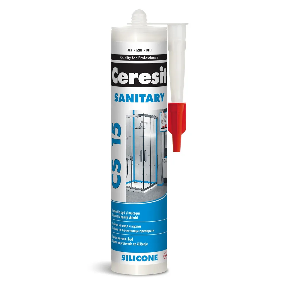 Silicon sanitar Ceresit CS15 Premium, pentru baie si bucatarie, alb, 280 ml