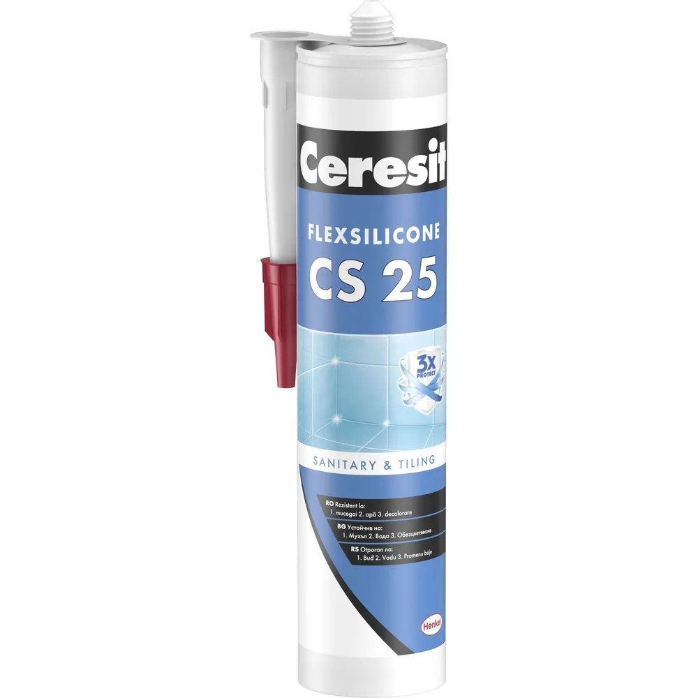 Silicon sanitar Ceresit CS25, pentru baie si bucatarie, manhattan, 280 ml