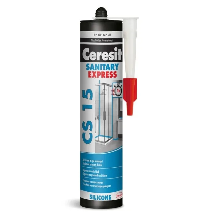 Silicon sanitar, Ceresit Express CS 15, rezistent la apa, alb, interior / exterior, 280 ml