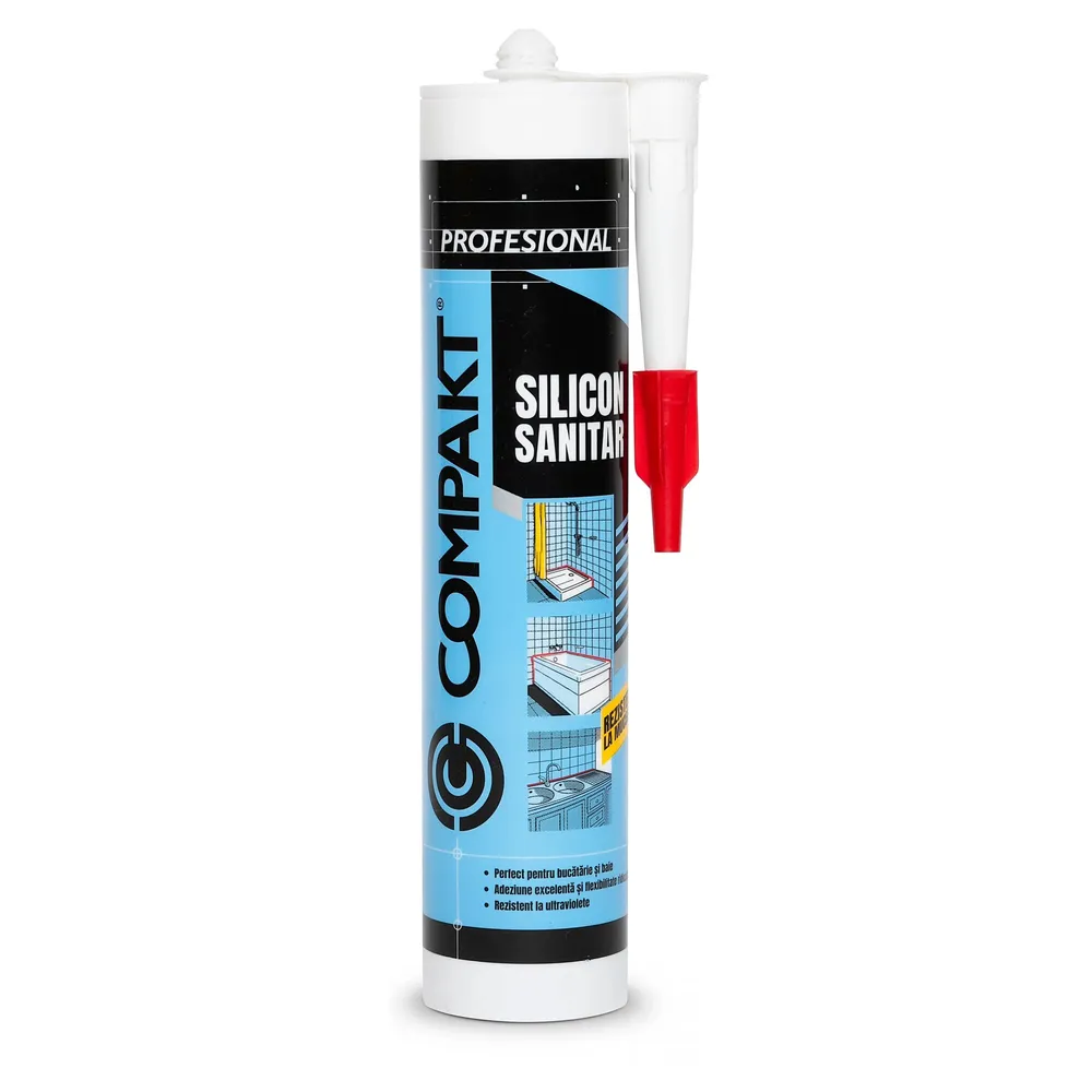 Silicon sanitar Compakt, rezistent la apa, alb, interior / exterior, 280 ml