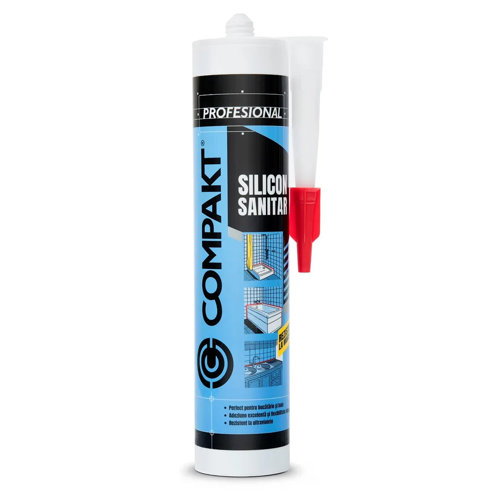 Silicon sanitar Compakt, rezistent la apa, transparent, interior / exterior, 280 ml