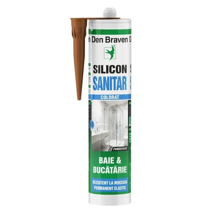 Silicon sanitar, Den Braven, rezistent la mucegai, maro, interior / exterior, 280 ml