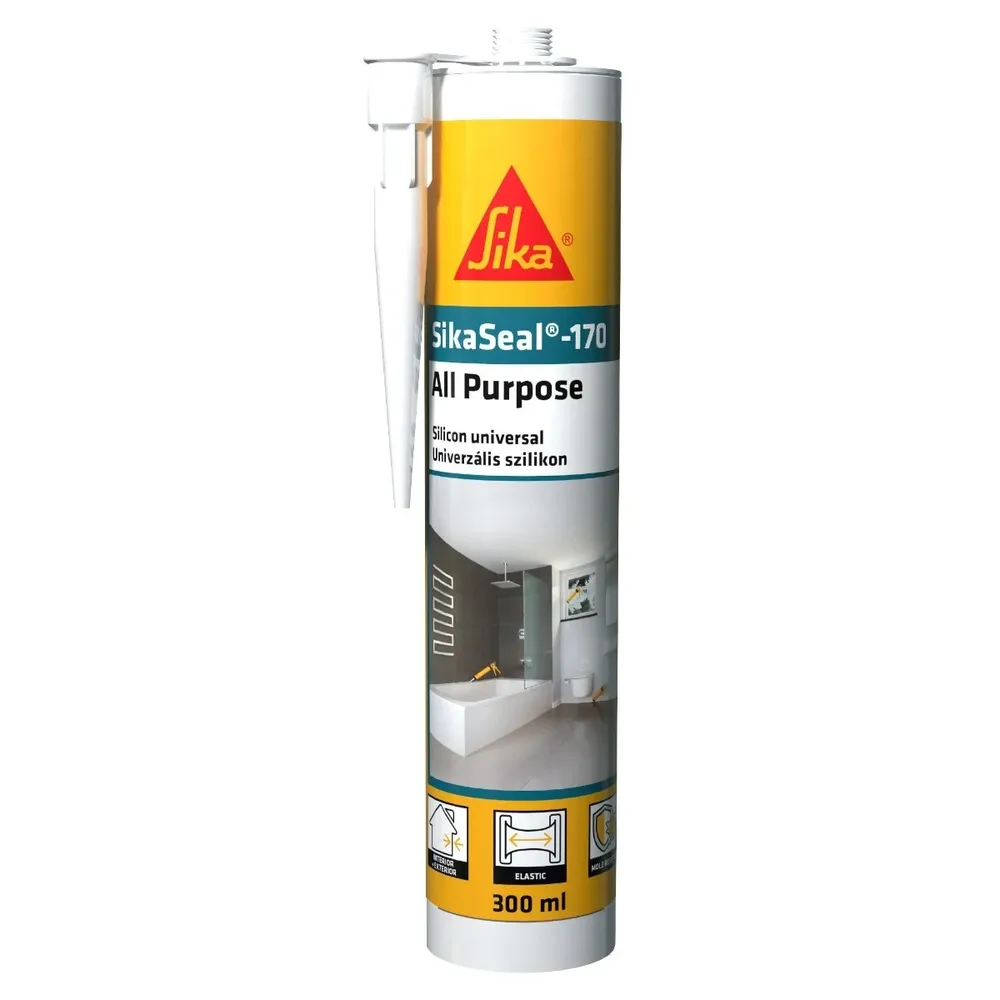 Silicon sanitar, Sika SikaSeal-170, rezistent la apa, alb, interior / exterior, 300 ml