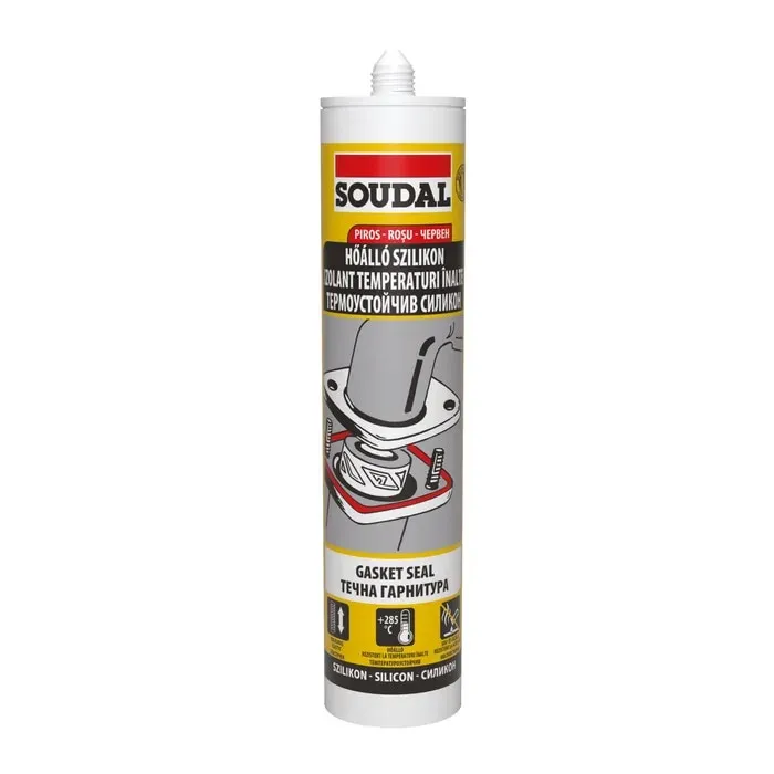 Silicon Soudal Gasket, rosu, rezistent la temperatura, 280 ml