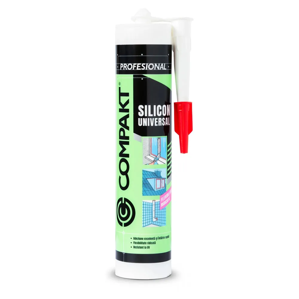 Silicon universal Compakt, rezistent la apa, alb, interior / exterior, 280 ml