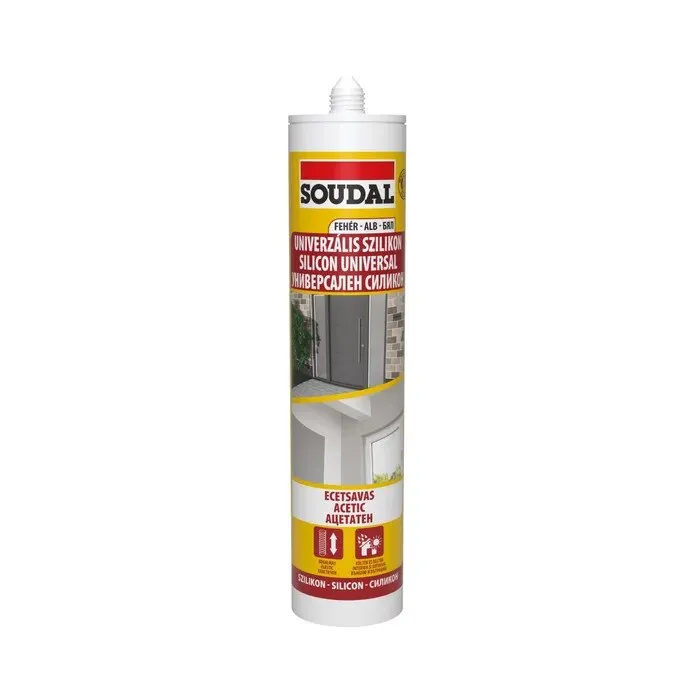 Silicon universal Soudal, rezistent la apa, alb, interior / exterior, 280 ml