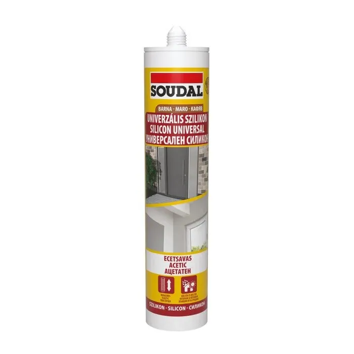 Silicon universal Soudal, rezistent la apa, maro, interior / exterior, 280 ml
