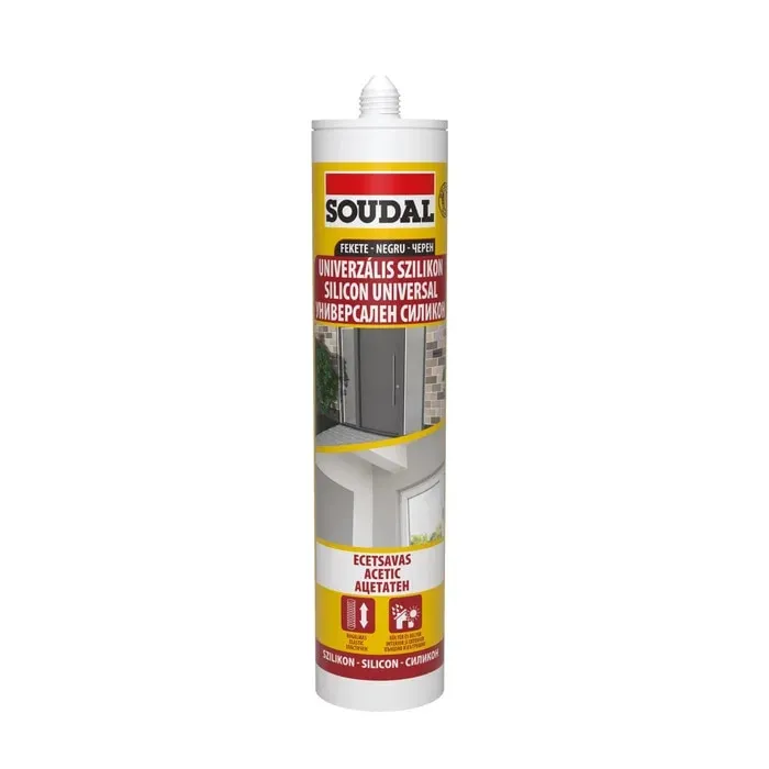 Silicon universal Soudal, rezistent la apa, negru, interior / exterior, 280 ml