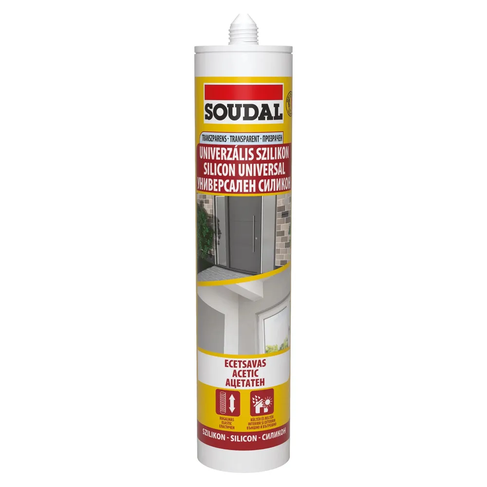 Silicon universal Soudal, rezistent la apa, transparent, interior / exterior, 280 ml