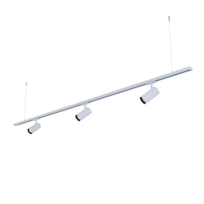 Sistem complet Arelux sina cu 3 proiectoare LED XTILT lumina calda, alimentator, terminatie sina, kit de suspendare, alb
