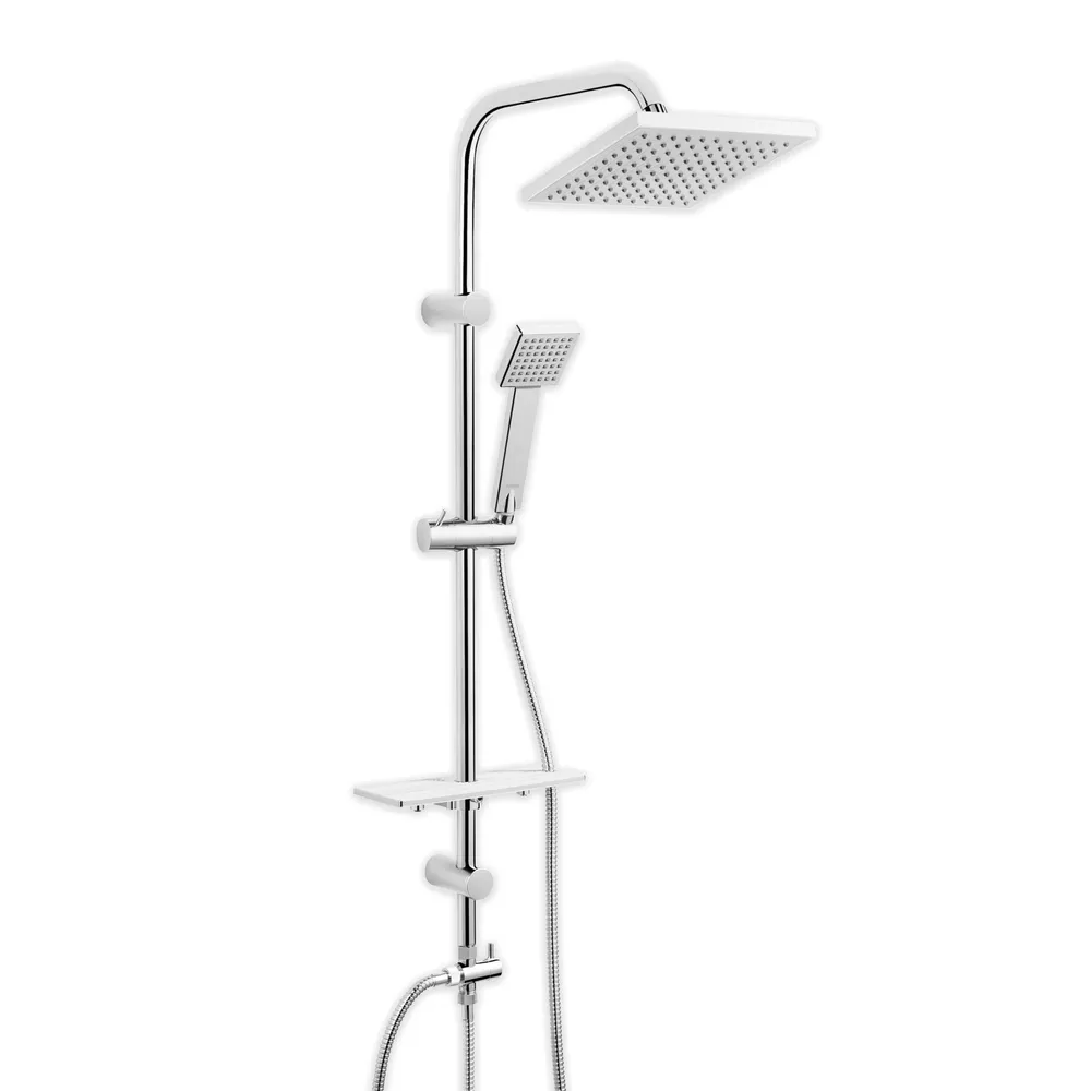 Sistem dus Ferro Quadro Lux NP24, anticalcar, cromat, 200x200mm, 75x75mm
