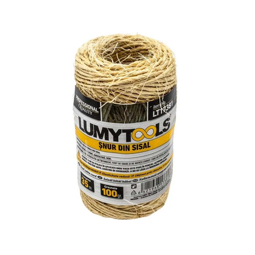 Snur din sisal, Lumytools LT17381, 100 g, 35 m