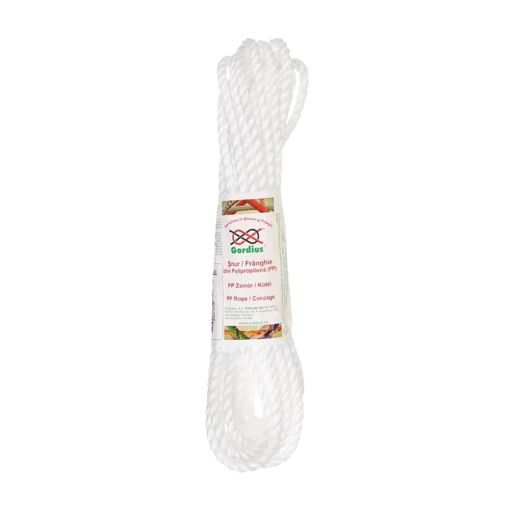 Snur rasucit, polipropilena, Ø 6 mm x L 10 m, forta de rupere max 504 kg